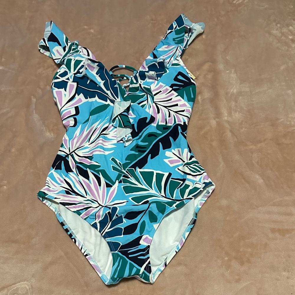 Urban Sea Tropical Print One Piece Swim Suit Size Small NWT